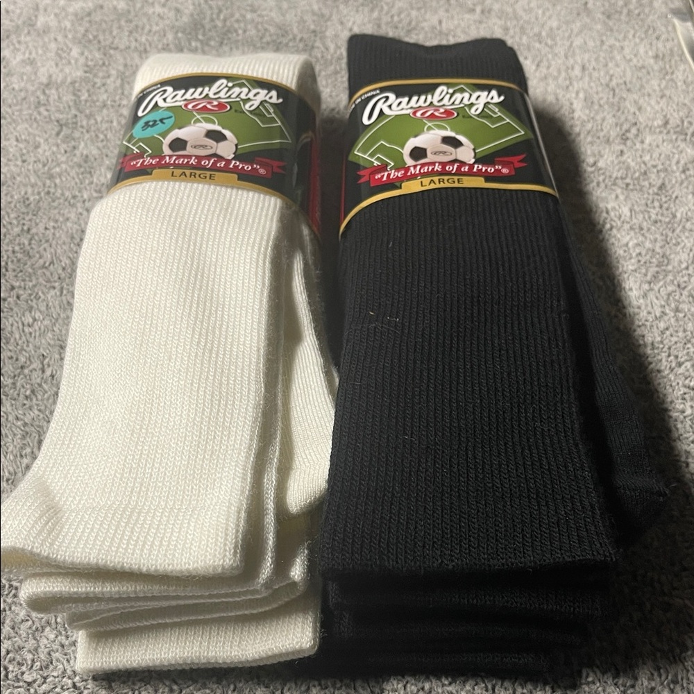 Rawlings Crew Athletic Socks in Black & White - Men's Large